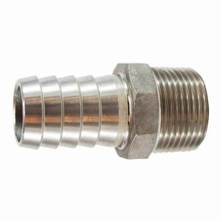 MIDLAND METAL Hose Nipple, 114 Nominal, Barb x MIP, 150 psi, 40 to 160 deg F, ASTM A351 316 Stainless Steel,  973956